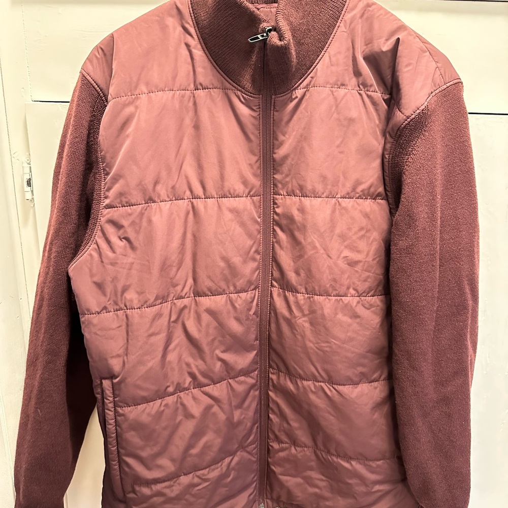Lululemon Men's Quilted Zip Up Sweater - Maroon XL